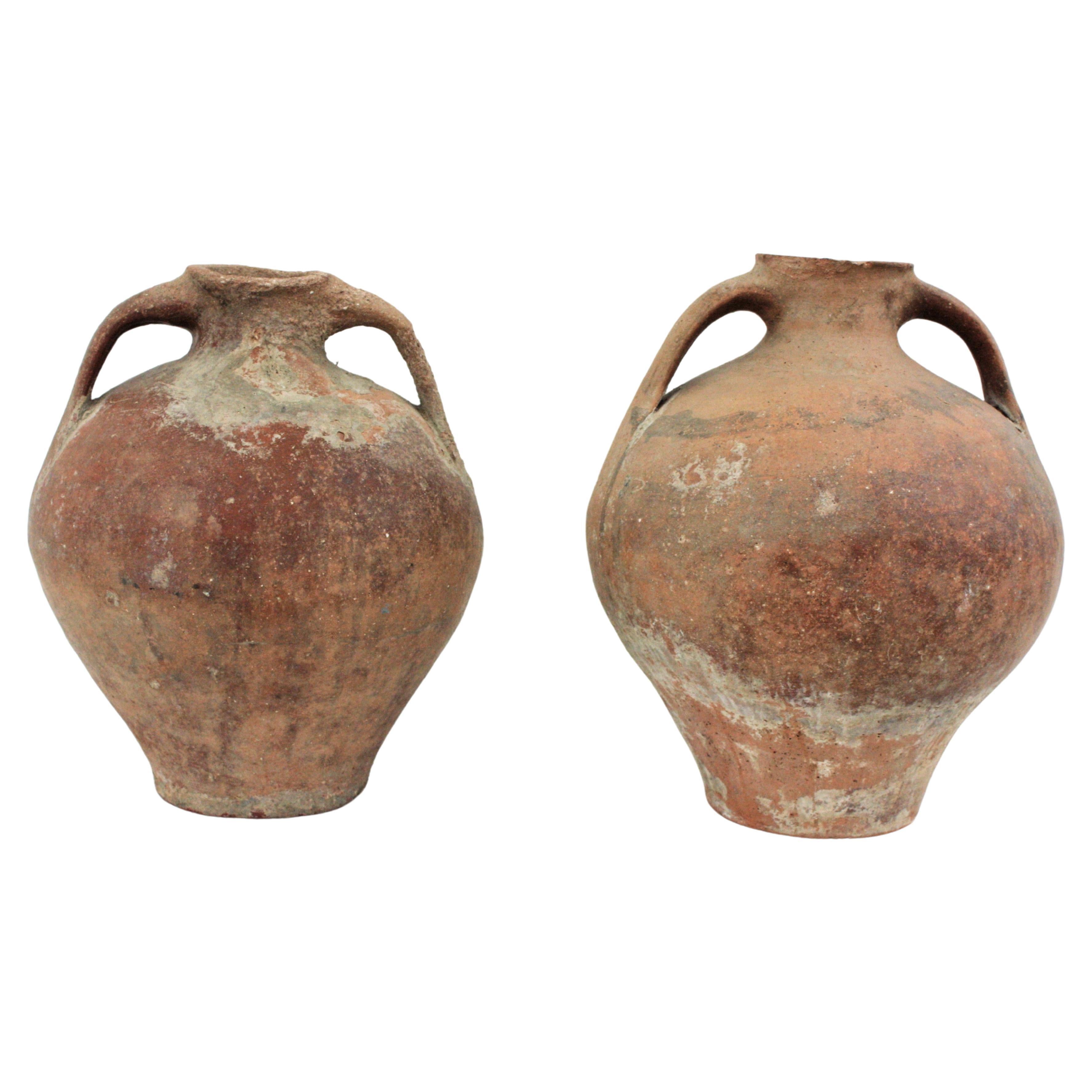 Pair of Spanish Terracotta Water Jars or Vessels For Sale