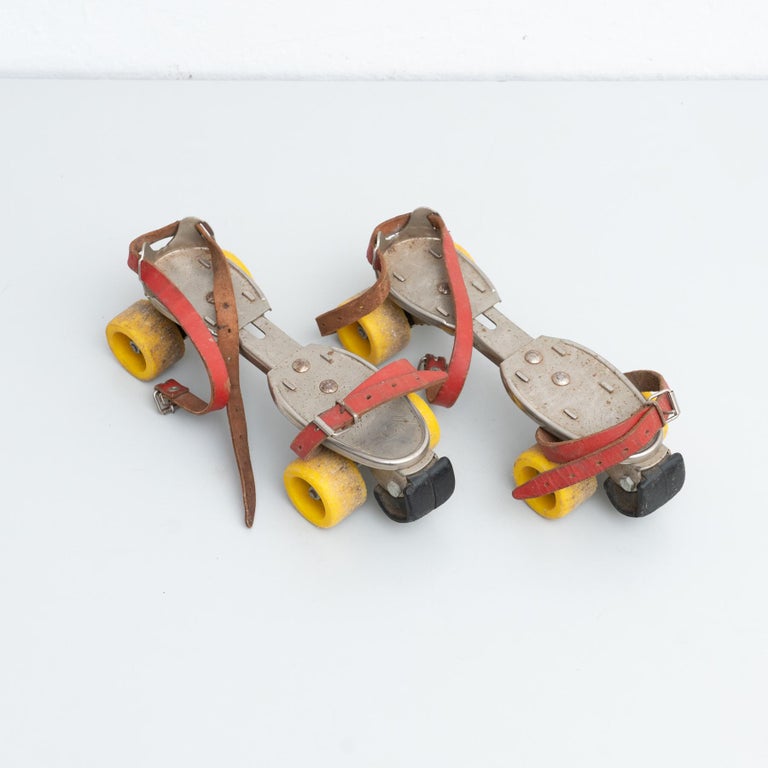 Pair of Spanish Vintage Volador Metal Roller Skates, circa 1970 For