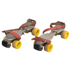 Paire de patins à roulettes espagnols vintage Volador en métal, vers 1970