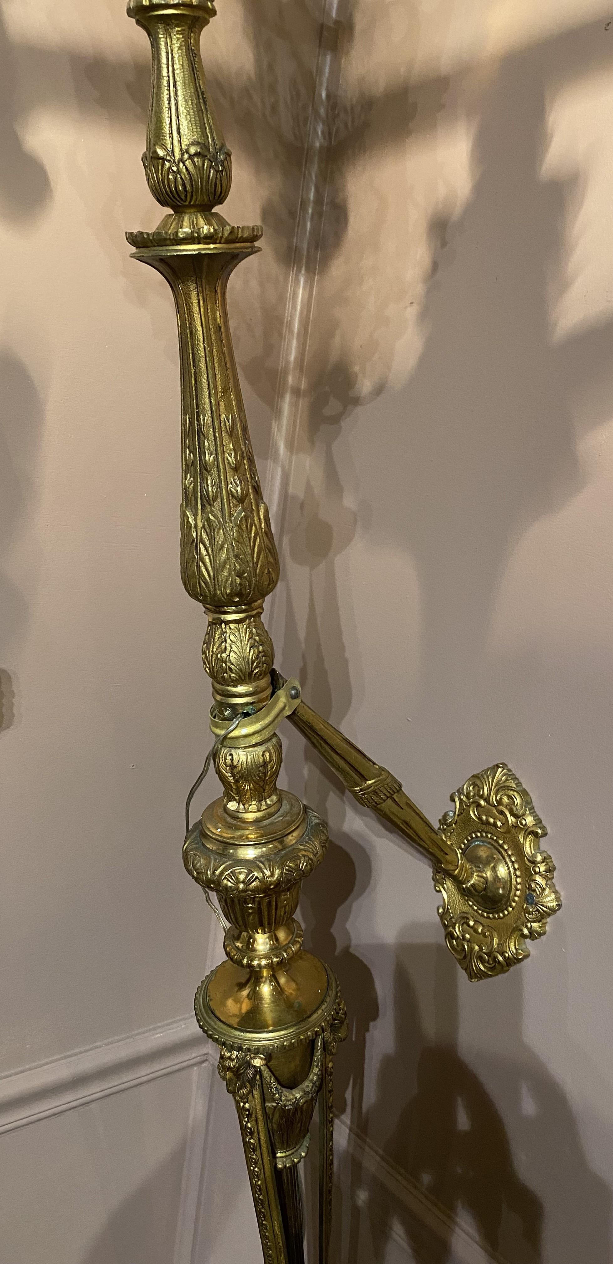 Pair of Spanish Wall Mounted Brass Torchieres For Sale 1
