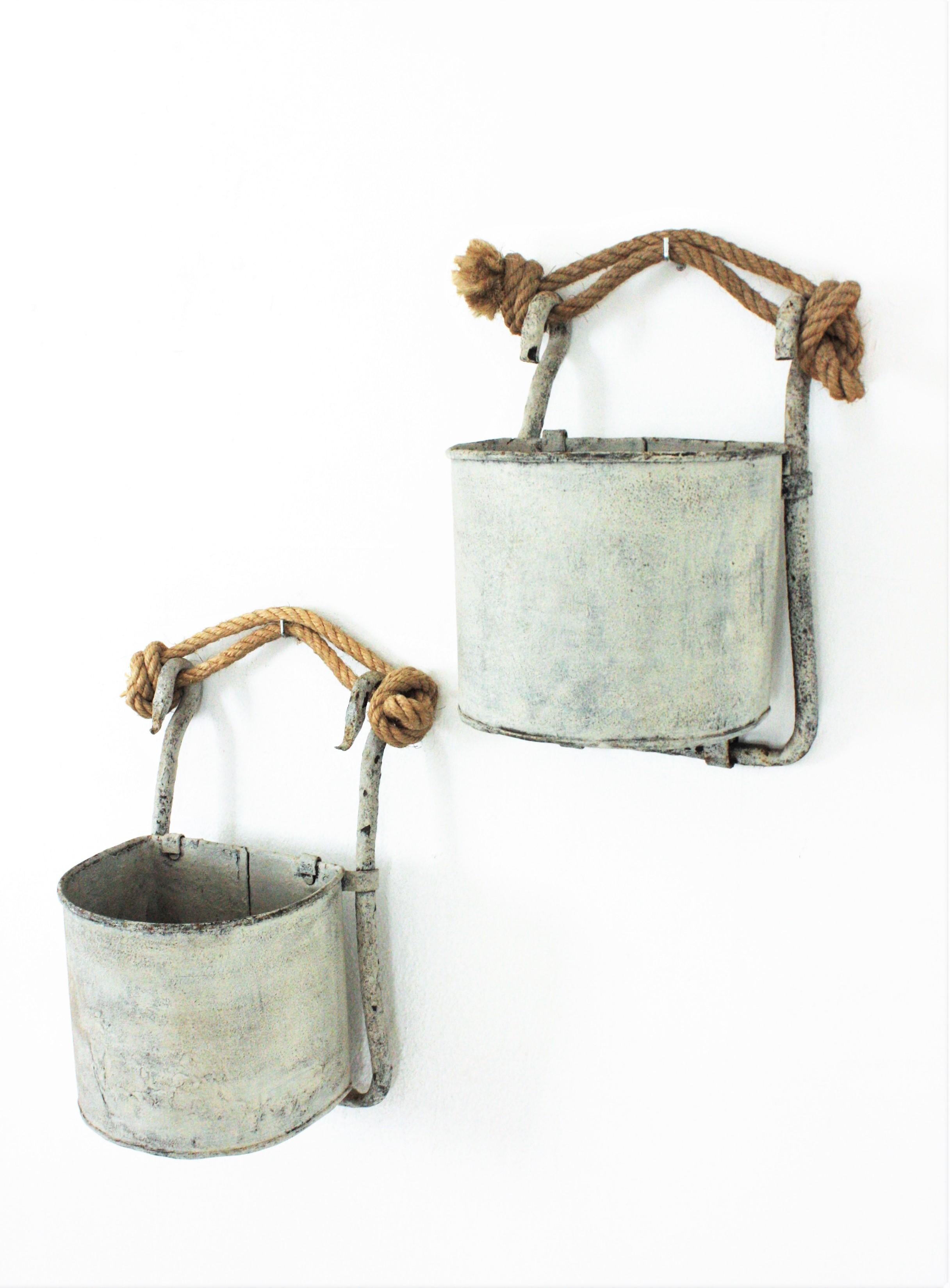 Rustic Pair of Spanish Wall Planters from an antique Water Mill For Sale