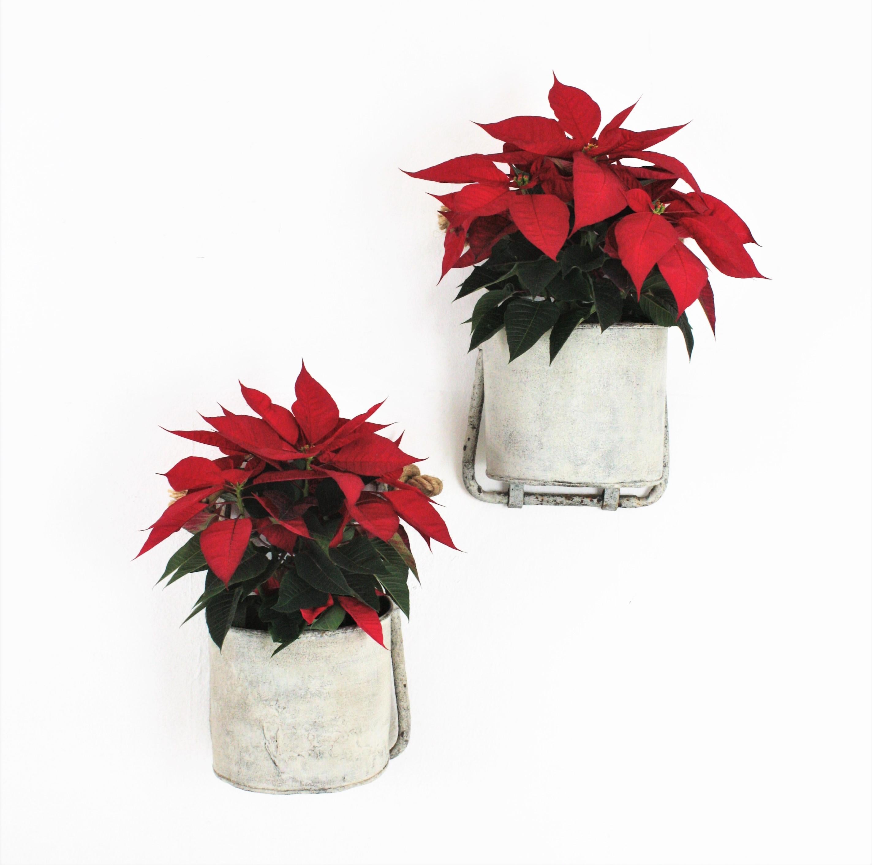 20th Century Pair of Spanish Wall Planters from an antique Water Mill For Sale