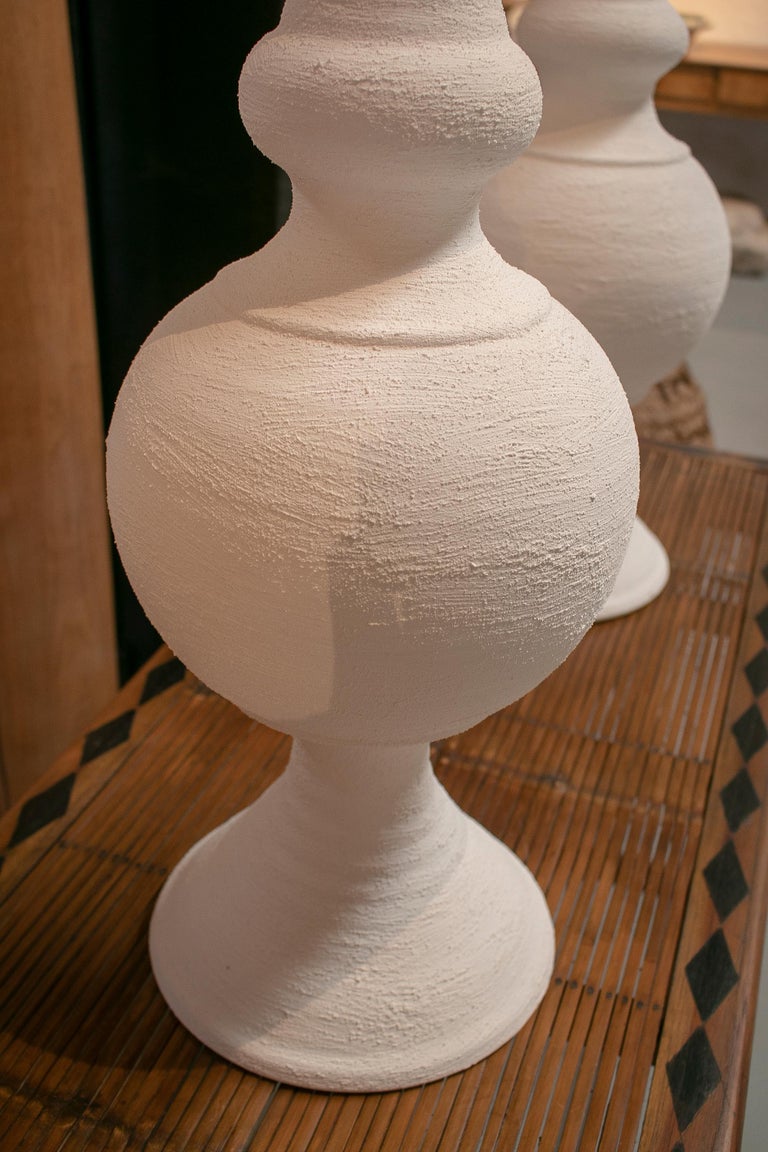 Pair of Spanish White Washed Terracotta Finials For Sale at 1stDibs