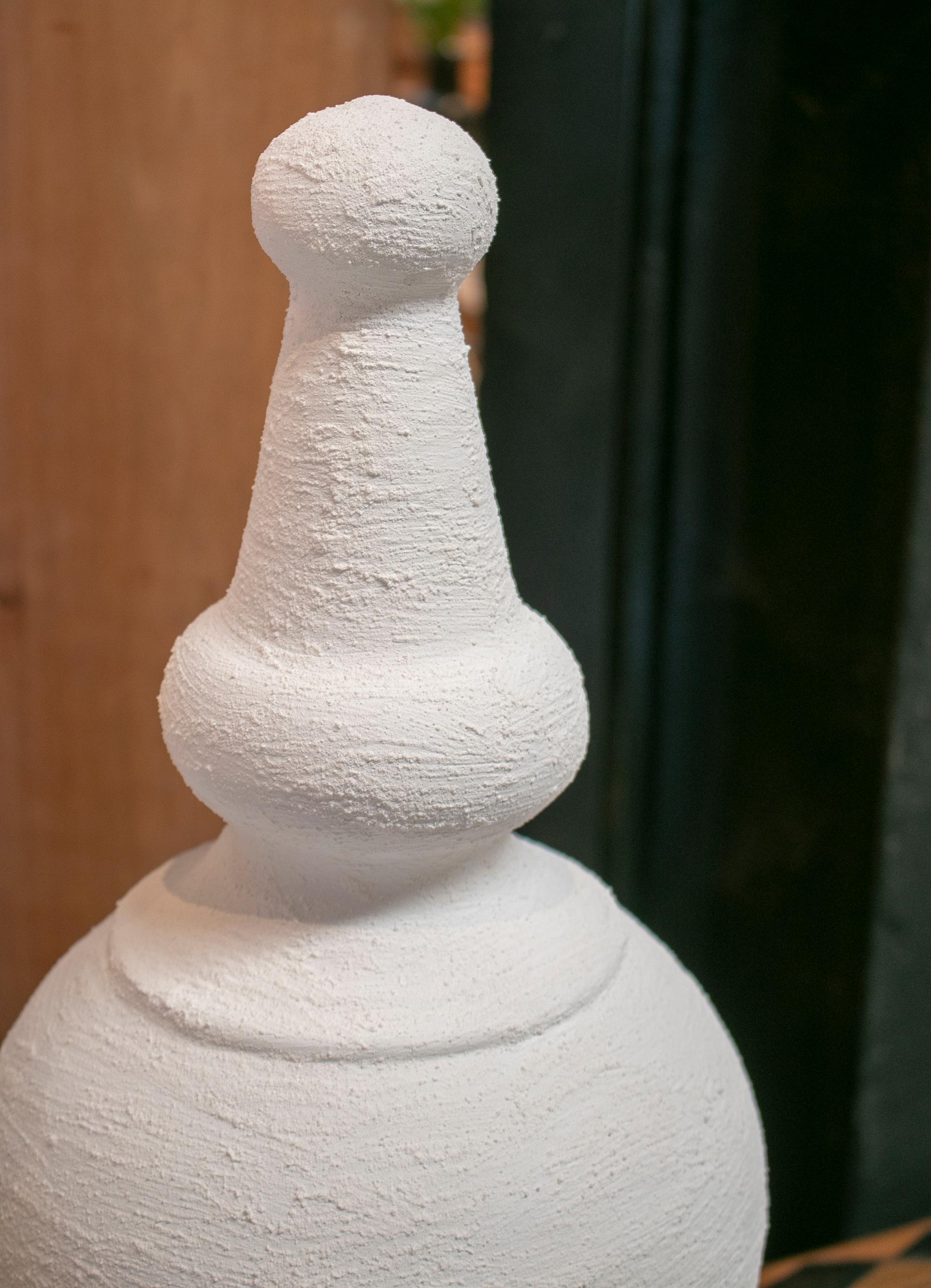 Contemporary Pair of Spanish White Washed Terracotta Finials