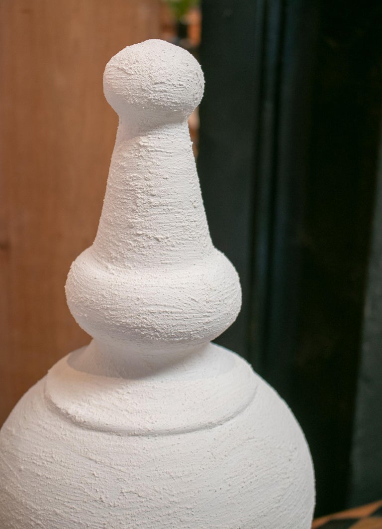 Pair of Spanish White Washed Terracotta Finials For Sale at 1stDibs