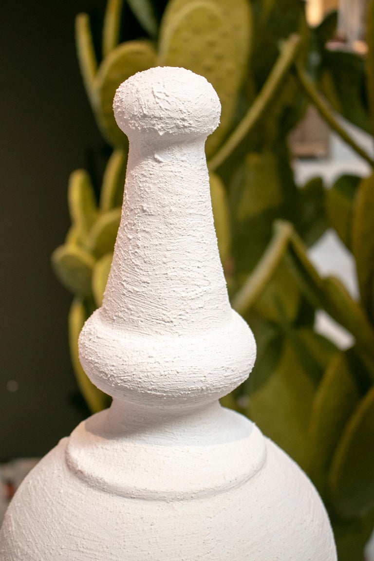 Pair of Spanish White Washed Terracotta Finials For Sale at 1stDibs