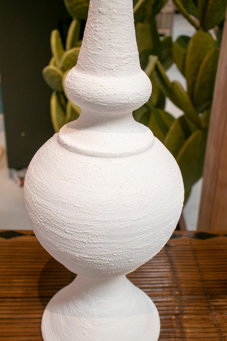 Pair of Spanish White Washed Terracotta Finials For Sale at 1stDibs