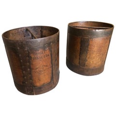 Antique Pair of Spanish Wooden Textile Mill Containers
