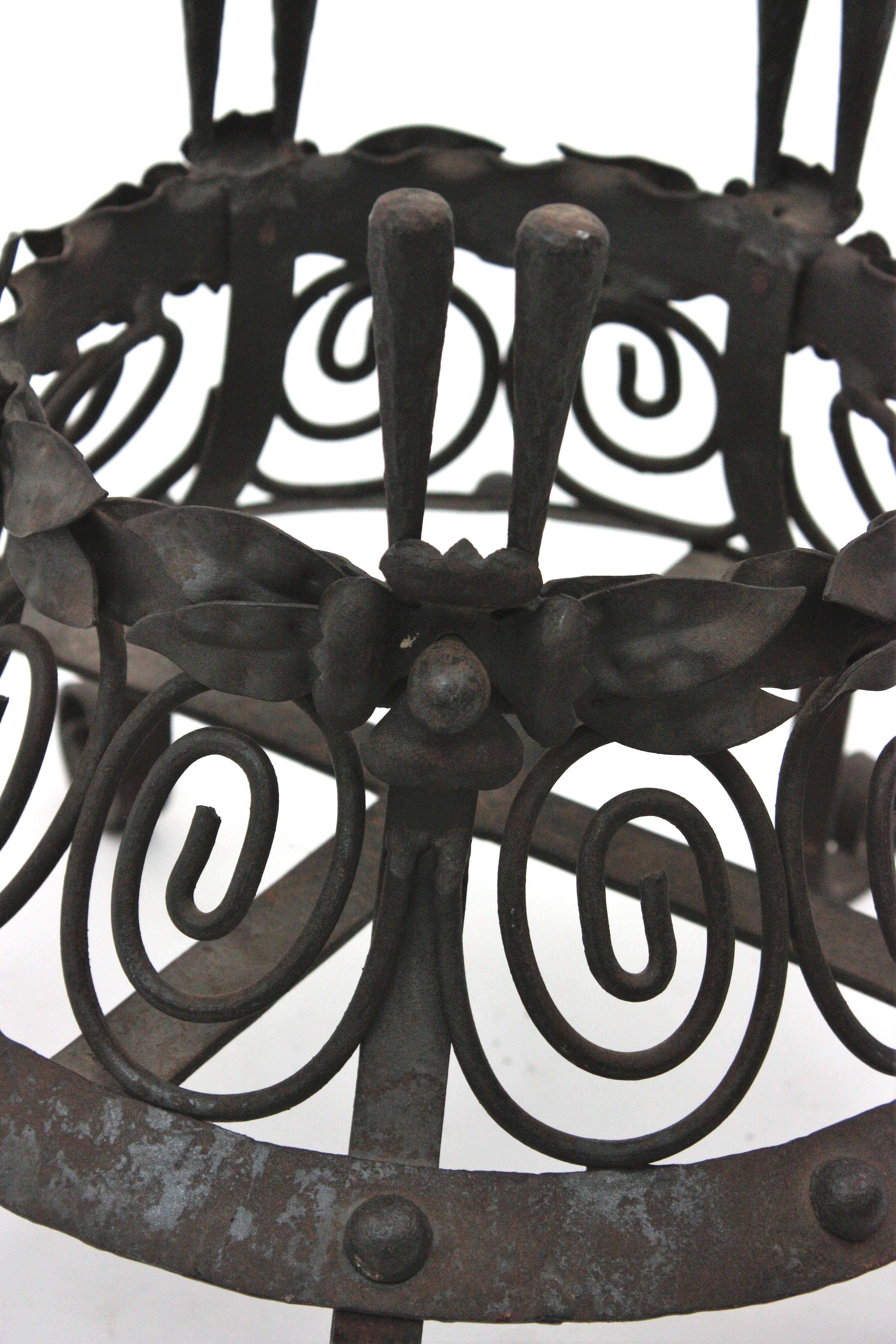Pair of Spanish Wrought Iron Planters, 1940s For Sale 6