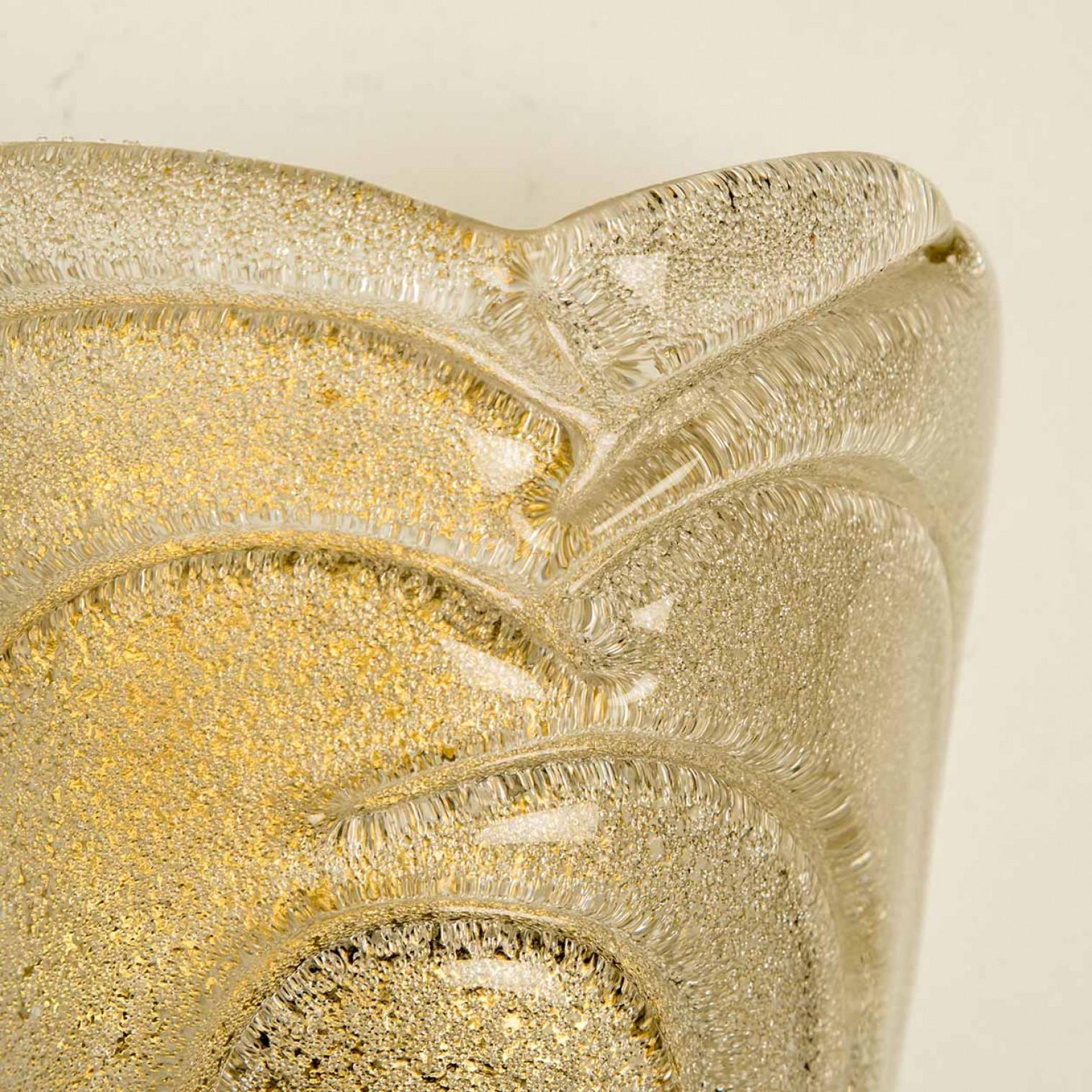 Autre Paire d'appliques en verre scintillant et laiton par Hillebrand, 1970 en vente
