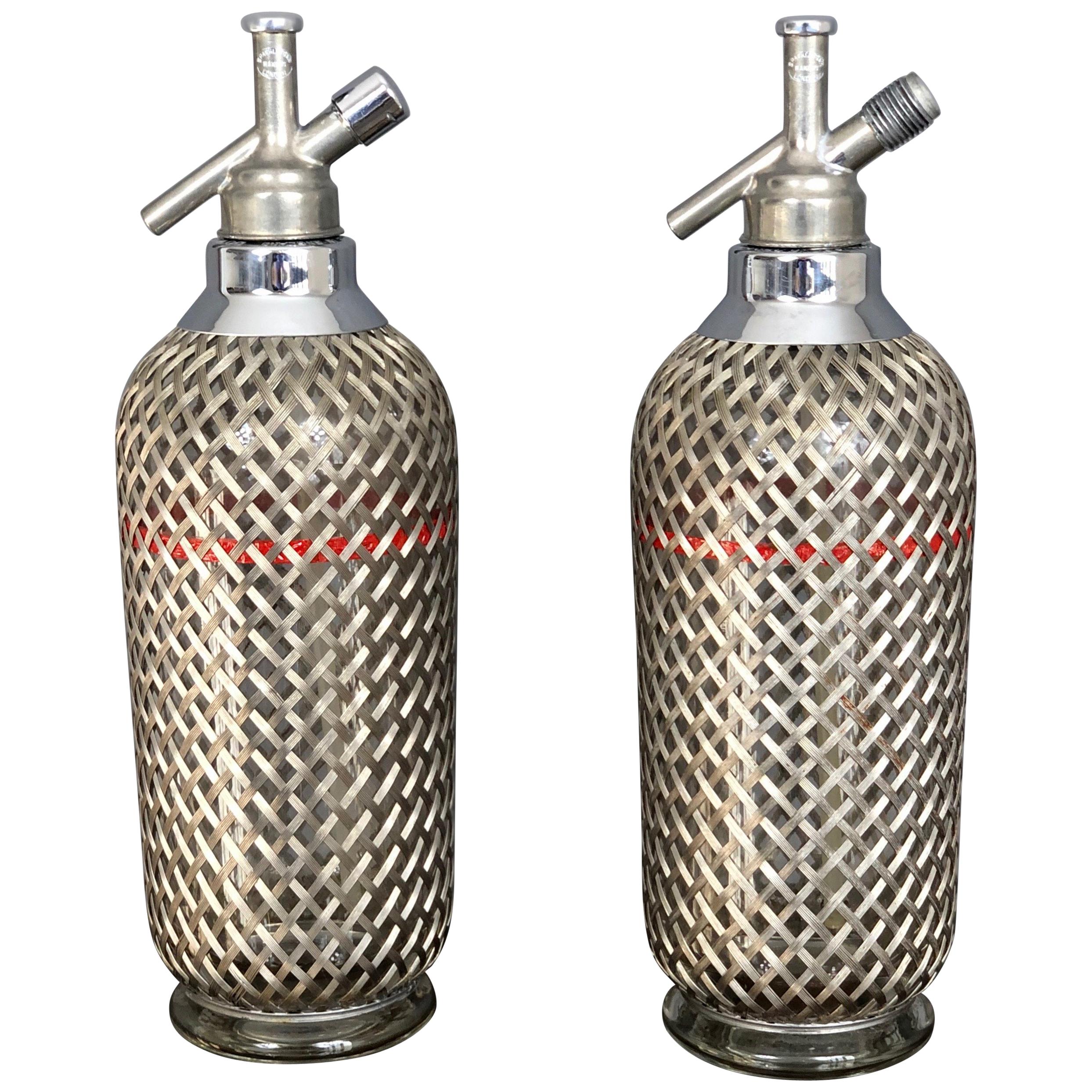 Coppia di sifoni inglesi Sparklest London Makers in metallo grigio e vetro