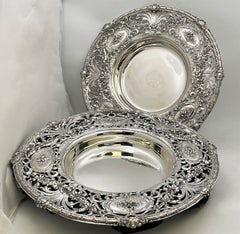 Pair of Spaulding & Co. Sterling Silver Centerpiece Bowls in Art Nouveau Style