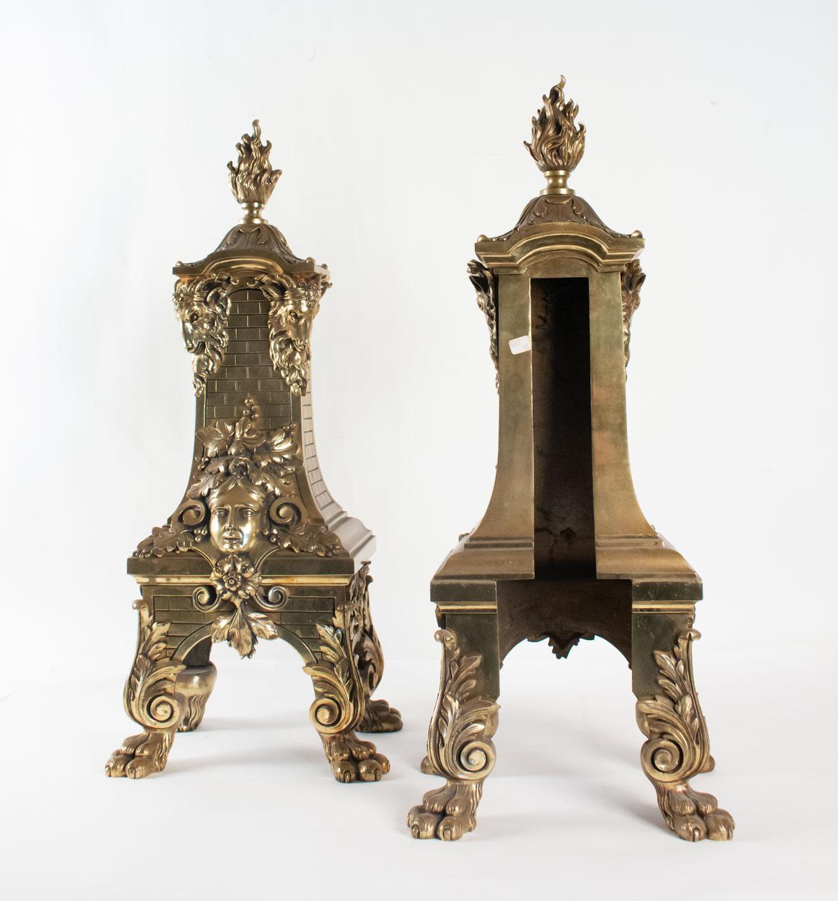 Pair of Spectacular Bronze Fireplace Inlets Style Napoleon III 5