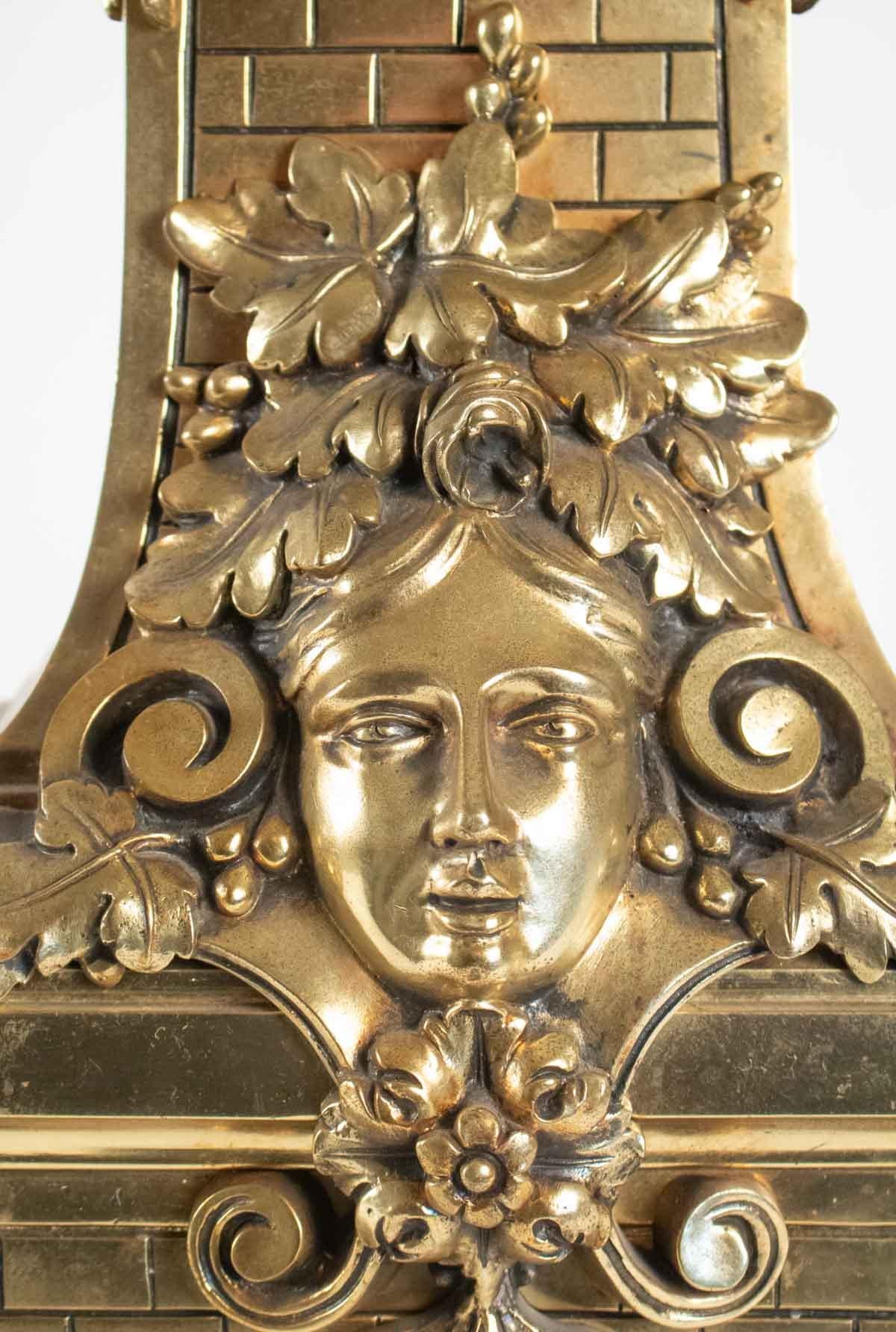 Pair of Spectacular Bronze Fireplace Inlets Style Napoleon III 1