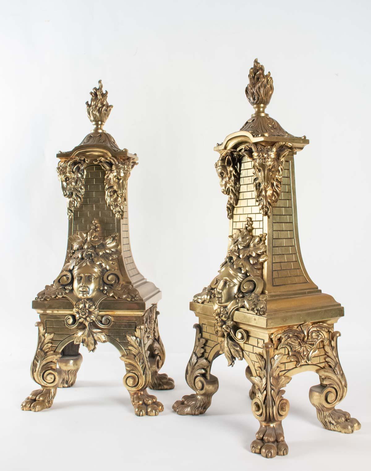 Pair of Spectacular Bronze Fireplace Inlets Style Napoleon III 4