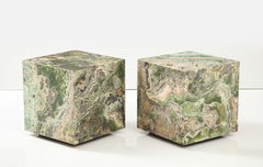 Pair of Spectacular Honed Onyx Cube Tables