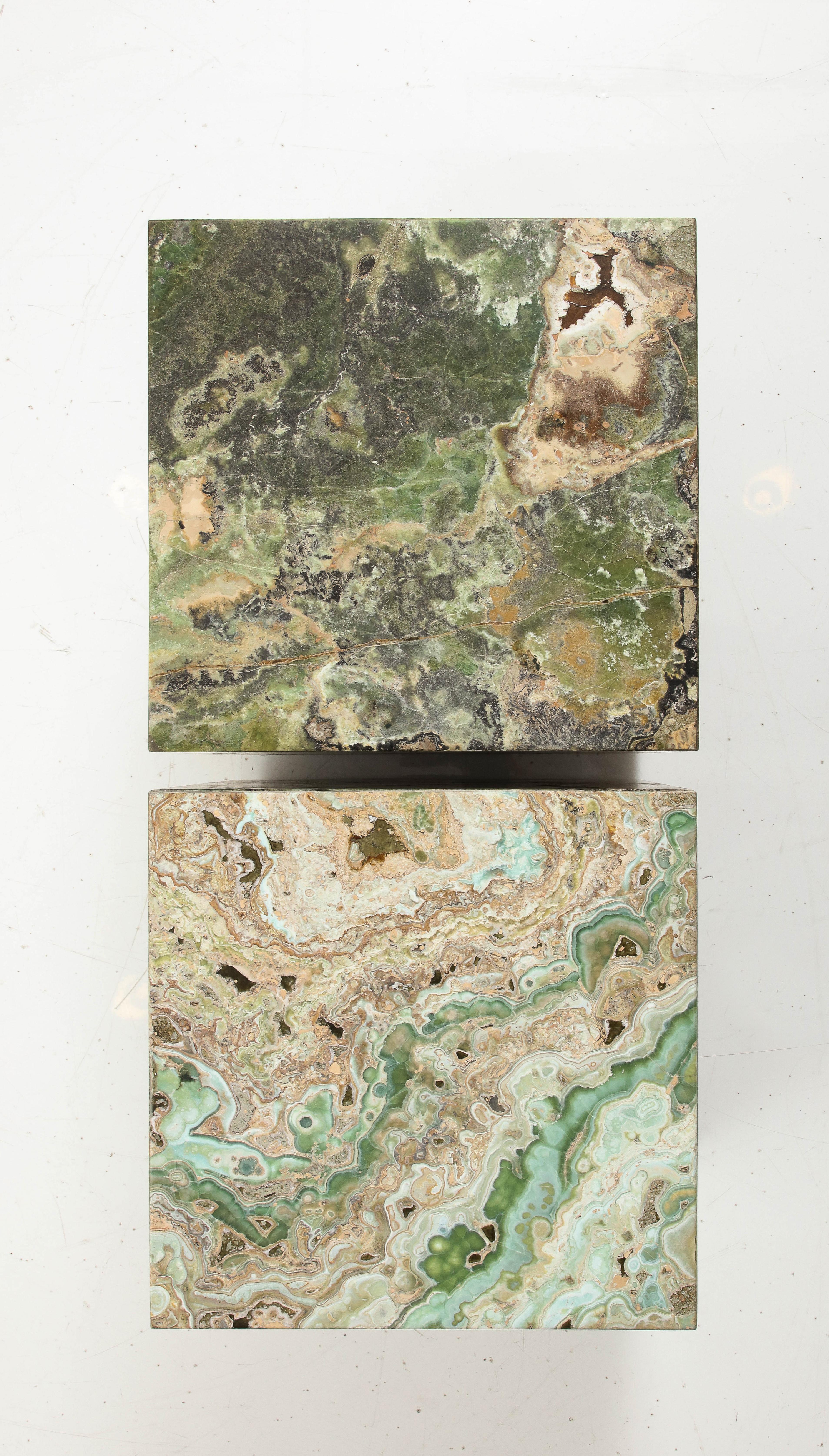 Pair of Spectacular Honed Onyx Cube Tables 2