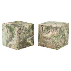 Pair of Spectacular Honed Onyx Cube Tables