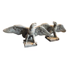 Pair of Spectacular Lead Eagles Early 20th Century