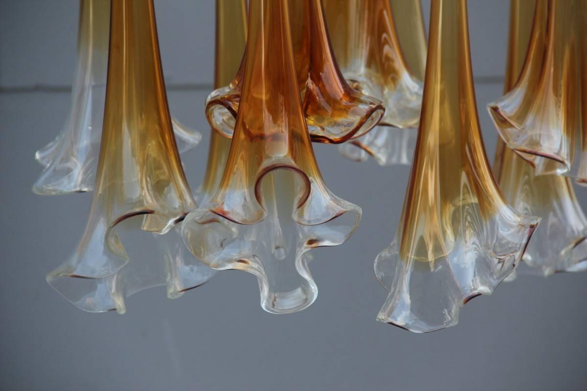 Pair of Spectacular Mazzega Chandelier Murano Art Glass, 1970s In Excellent Condition In Palermo, Sicily