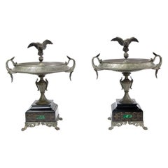 Antique Pair of Spelter and Marble Comports