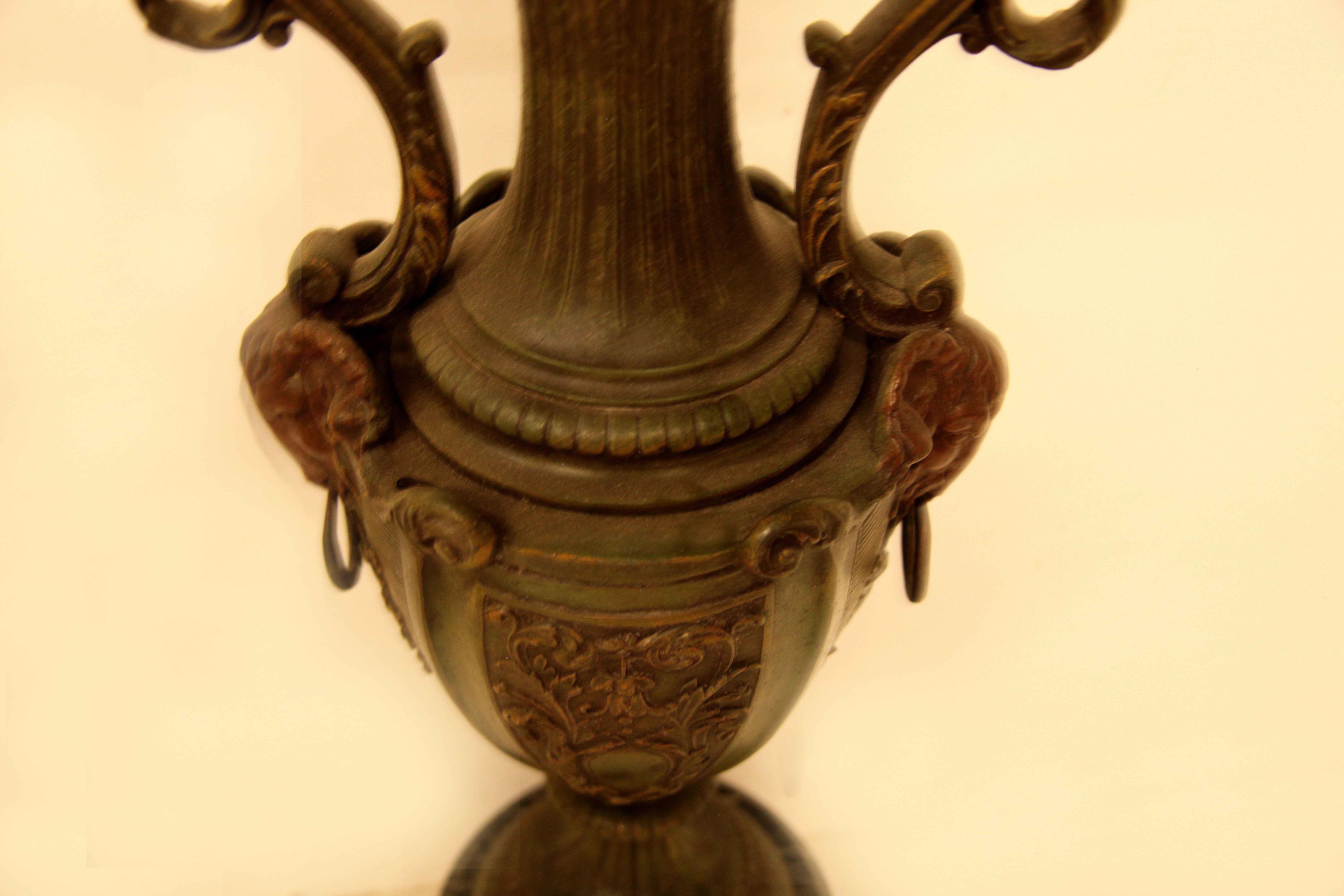 Pair of Spelter and Marble Vases For Sale 2