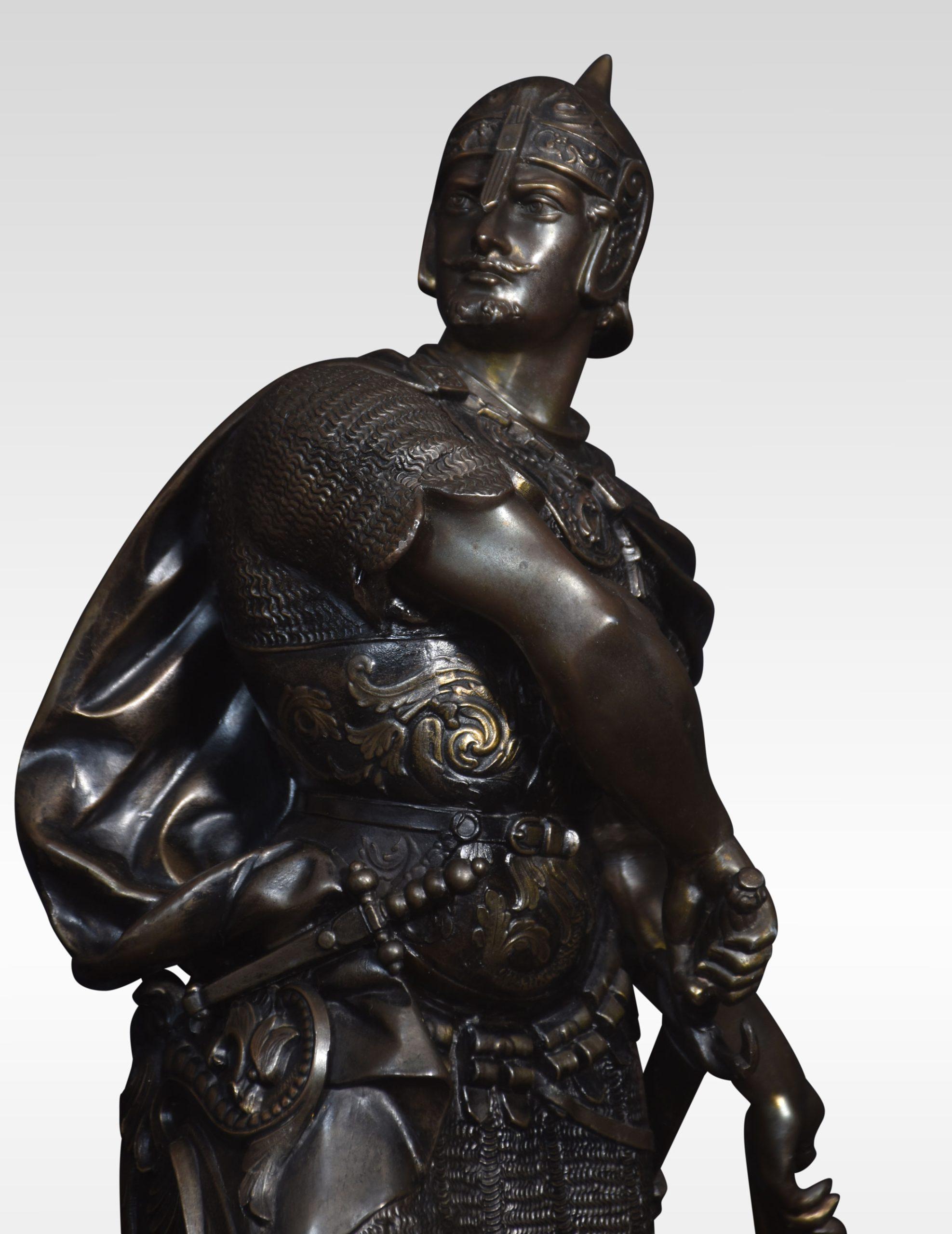 Pair of spelter figures of knights In Good Condition In Cheshire, GB