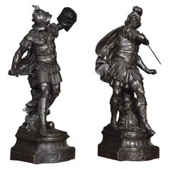 Antique Pair of Spelter Figures of Knights