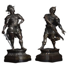 Pair of spelter figures of knights
