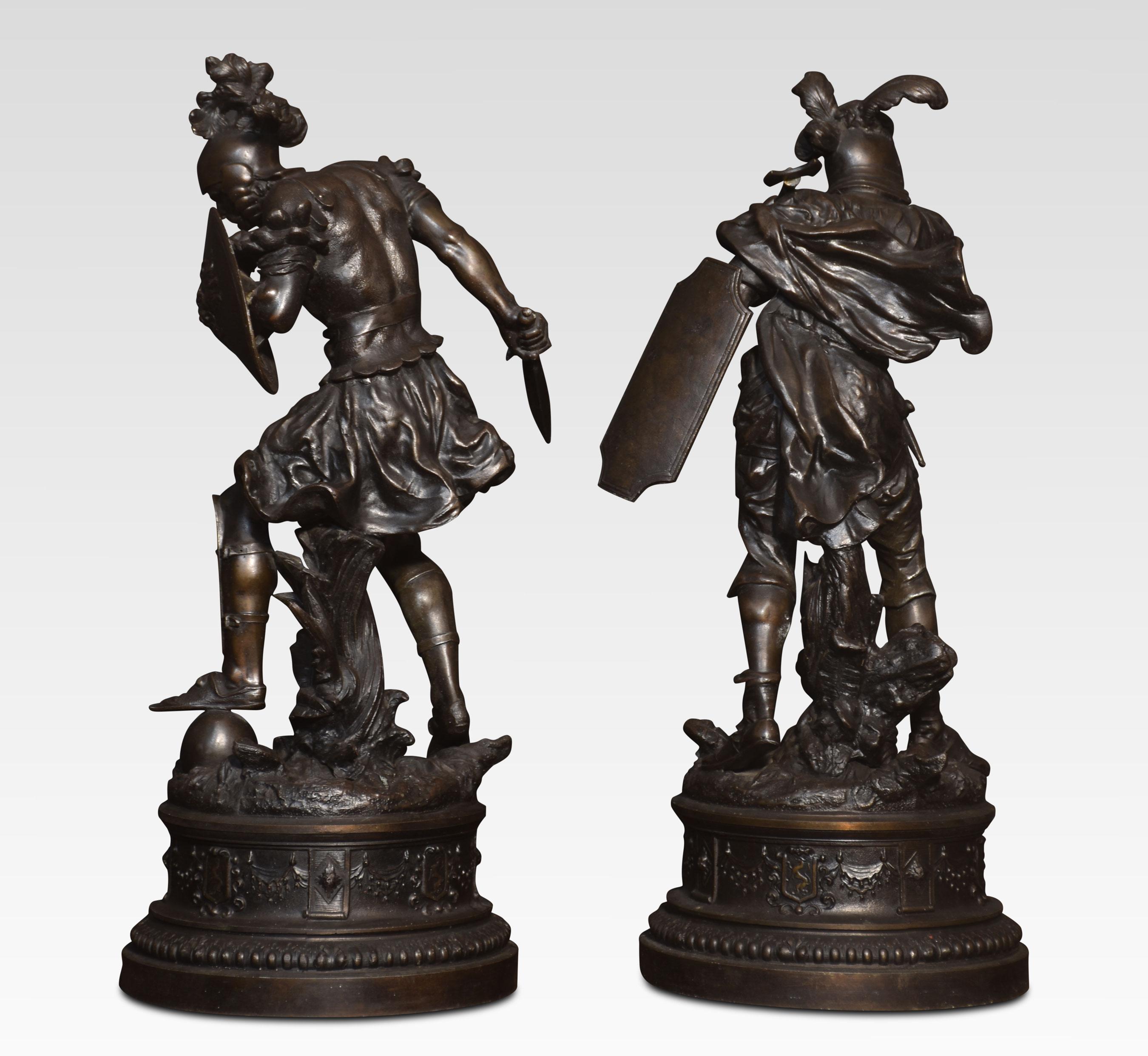 Pair of spelter figures of Warriors For Sale 2