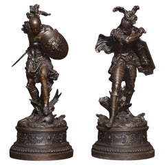 Antique Pair of spelter figures of Warriors