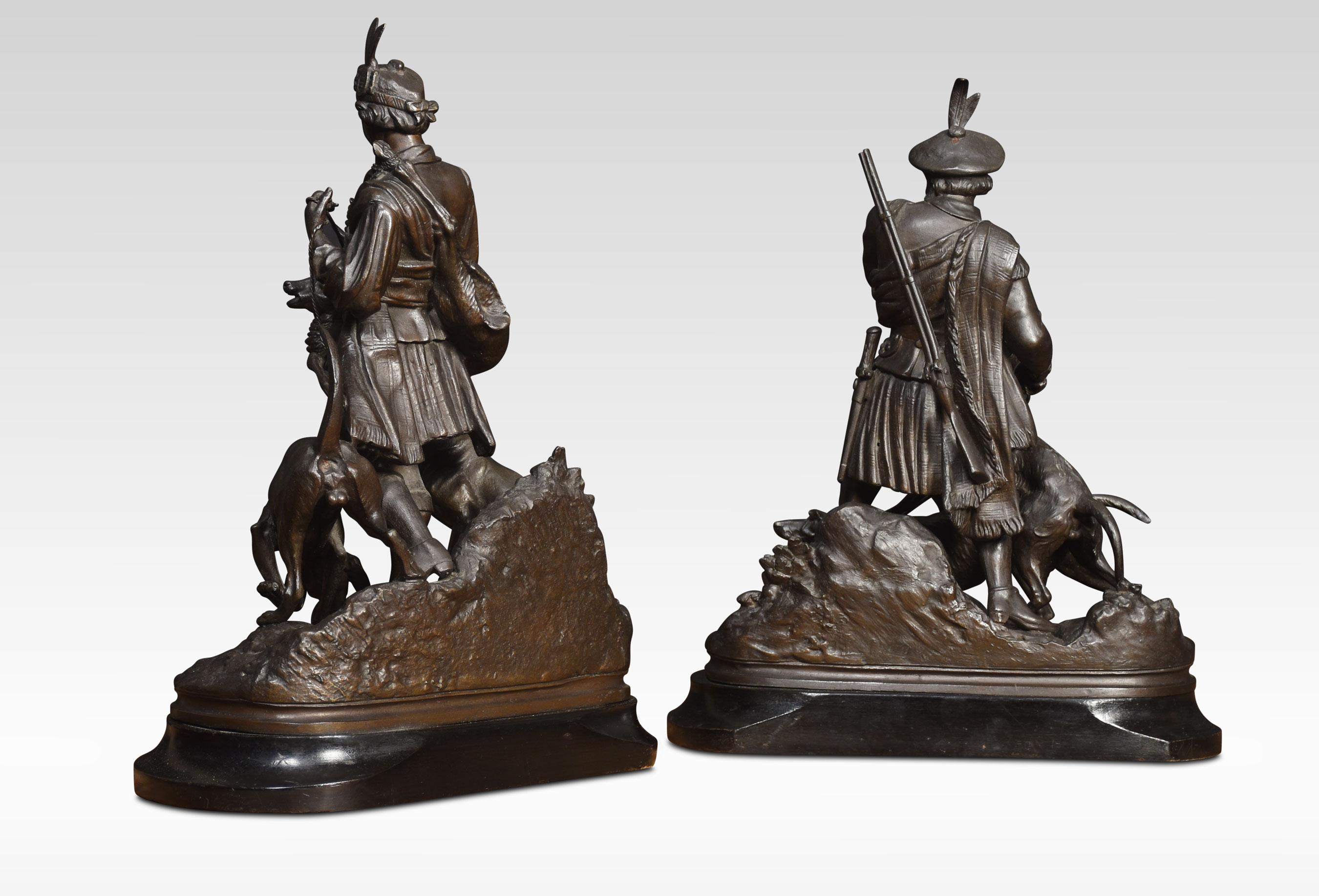 Pair of Spelter Hunting Figures 1