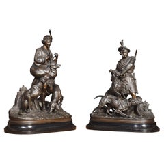 Pair of Spelter Hunting Figures
