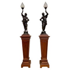 Pair Of Spelter Lamps / Torchères