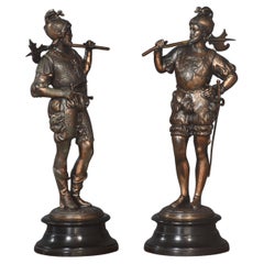 Pair of spelter warriors