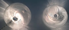 Pair of Postmodern Spheric Glass Table Lamps by Lino Tagliapietra for La Murrina
