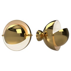 Pair of Spherical Brass Sconces, VINGTIEME Edition, Paris