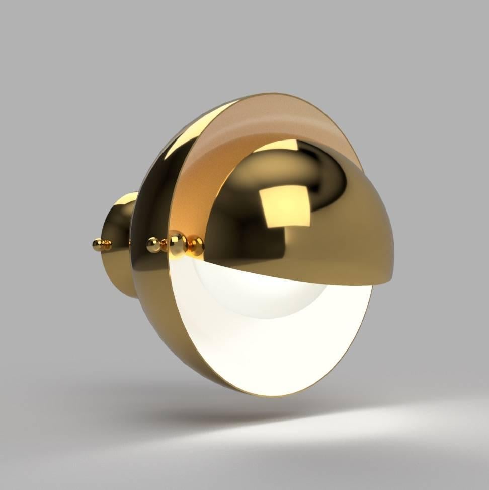 Pair of Spherical Brass Sconces, VINGTIEME Edition, Paris For Sale 2