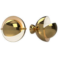 Pair of Spherical Brass Sconces, VINGTIEME Edition, Paris