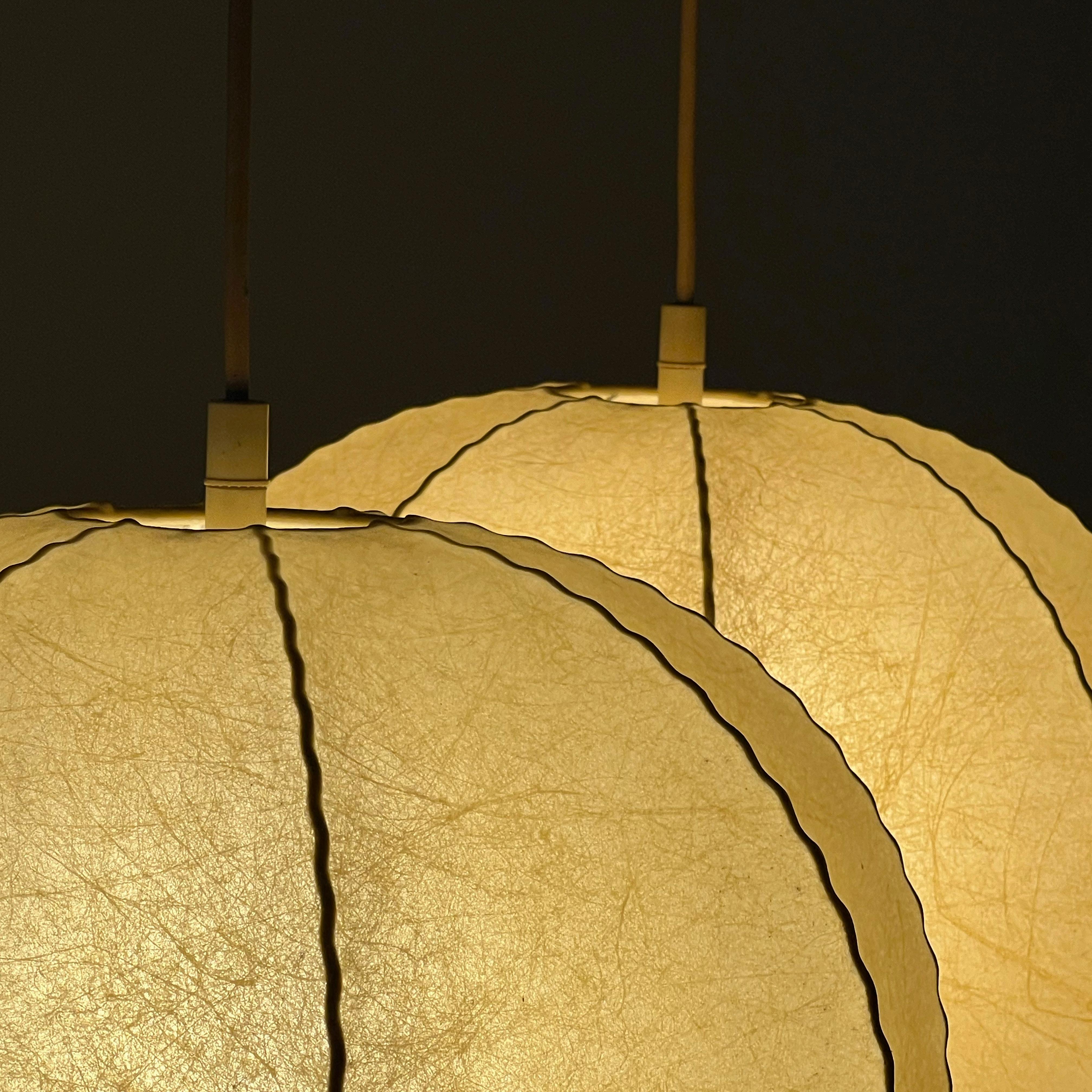 Pair of Spherical Cocoon Pendant Lights Featuring Wavy Structure, Germany 1970s 12
