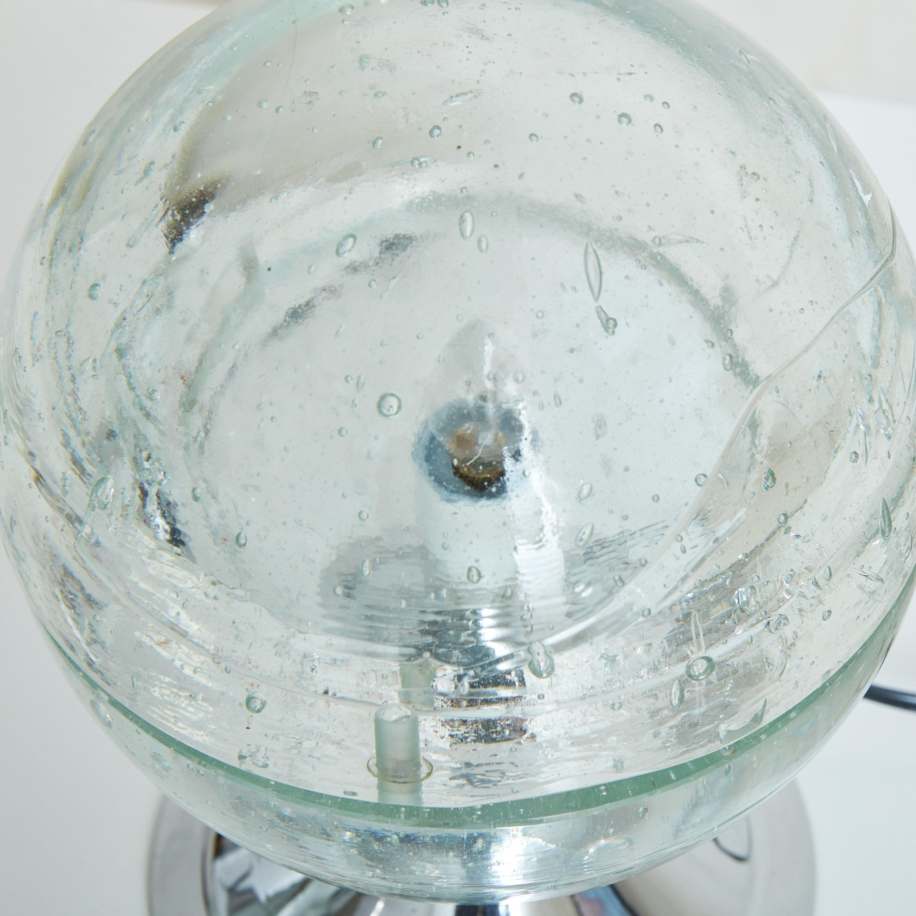 Pair of Spherical Glass Table Lamps Attributed to Albano Poli for Poliarte For Sale 4