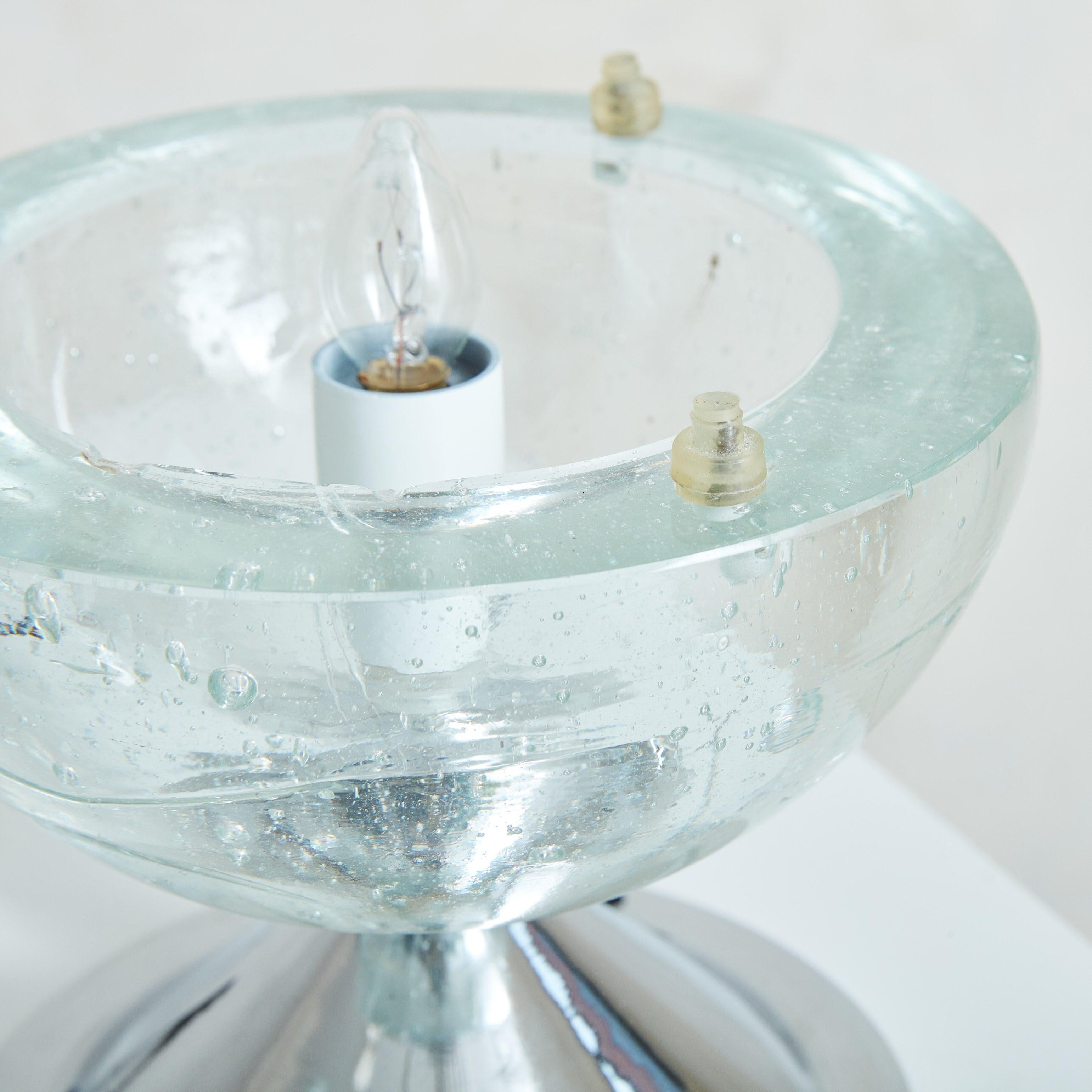 Pair of Spherical Glass Table Lamps Attributed to Albano Poli for Poliarte In Excellent Condition For Sale In Chicago, IL