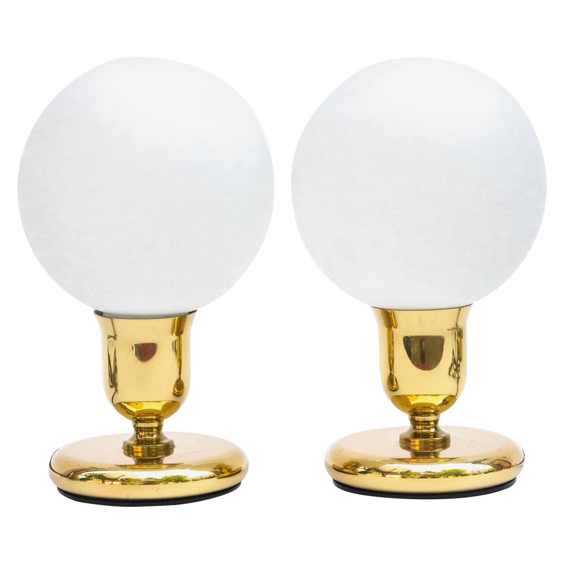 Pair of Spherical Gold Table Lamps in the Art Deco Style