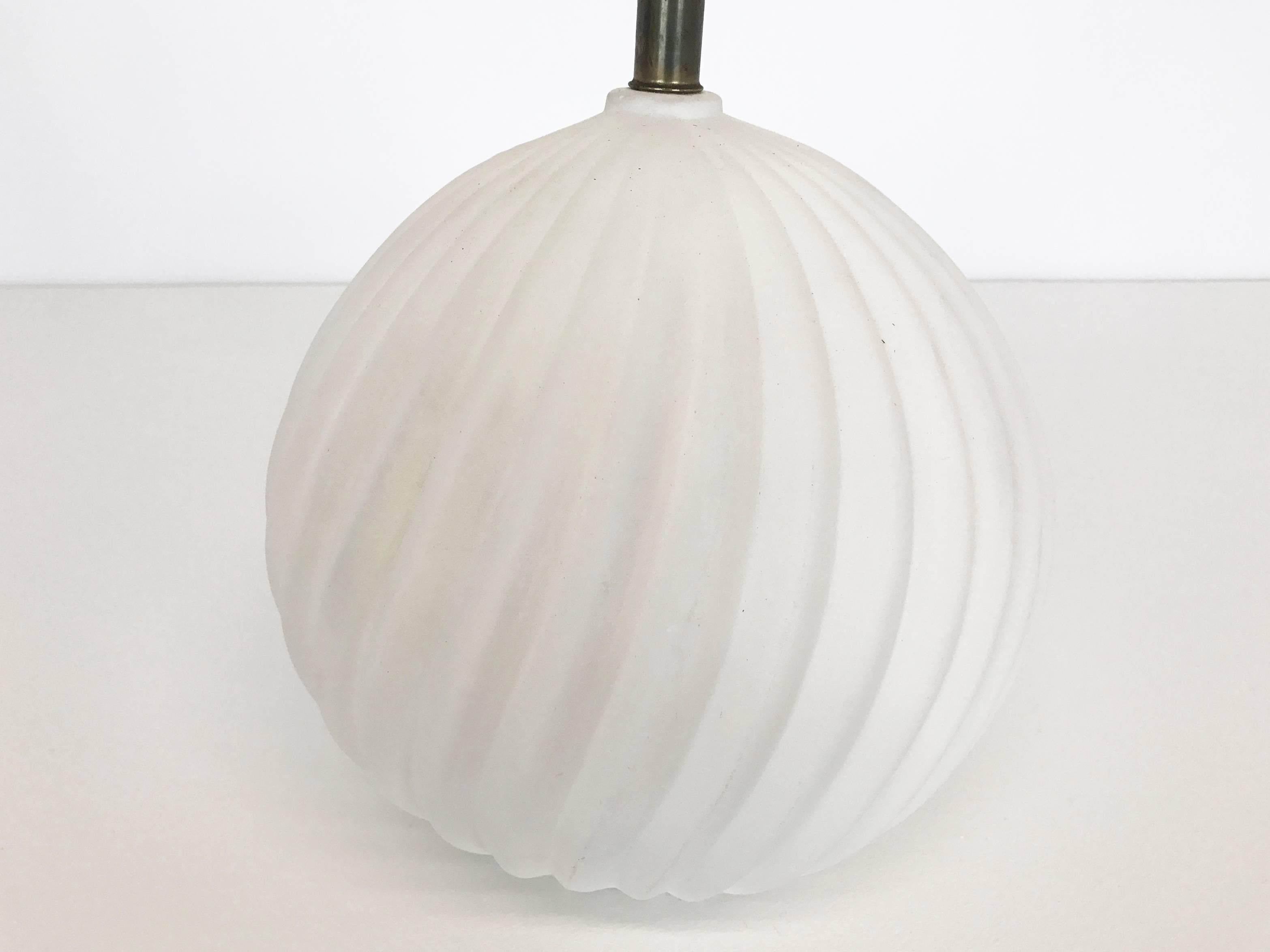 Late 20th Century Pair of Spherical Unglazed Ceramic Table Lamps with Twisted Fluting, 1980s