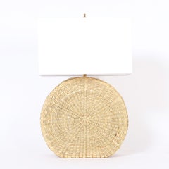 Pair of Spherical Wicker Table Lamps from the Fs Flores Collection