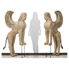 Pair of Sphinx of Naxos Stautues from Movie Set Design Sculptures