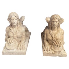 Paire de sphinx, marbre