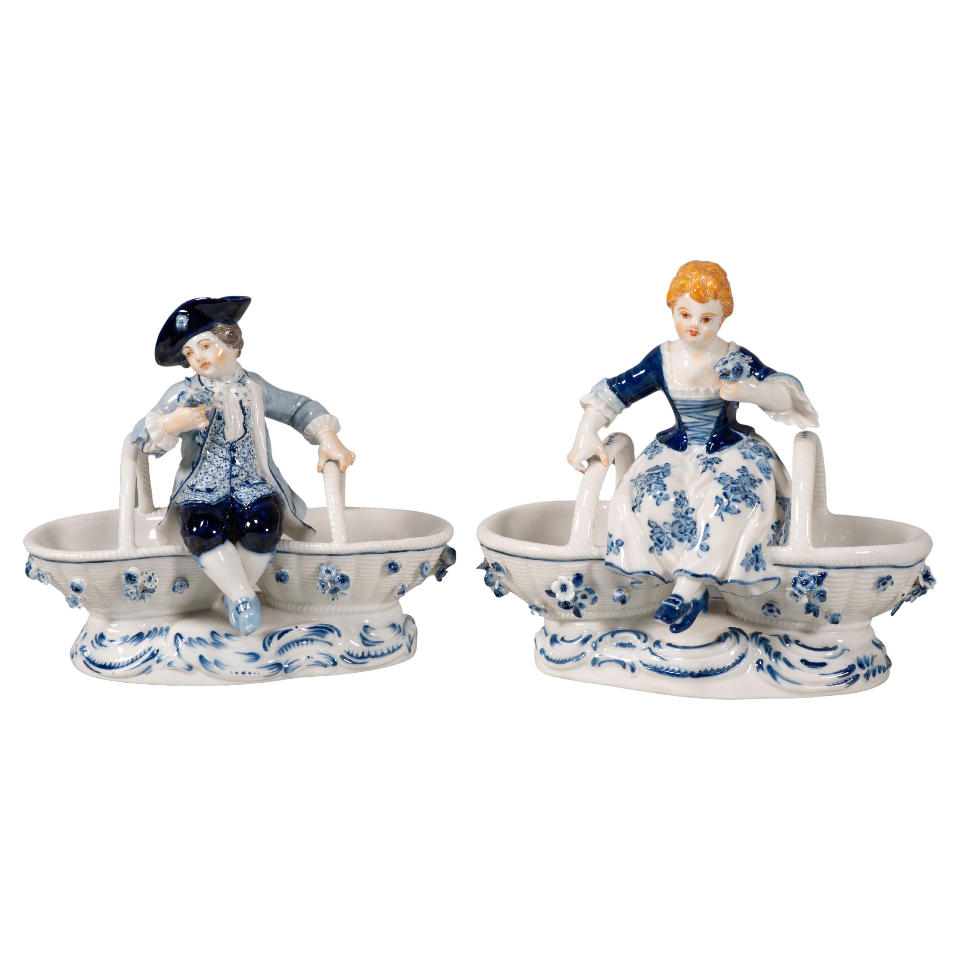 Pair of spice racks. Enameled porcelain. Meissen, Germany, possibly (...)  19th