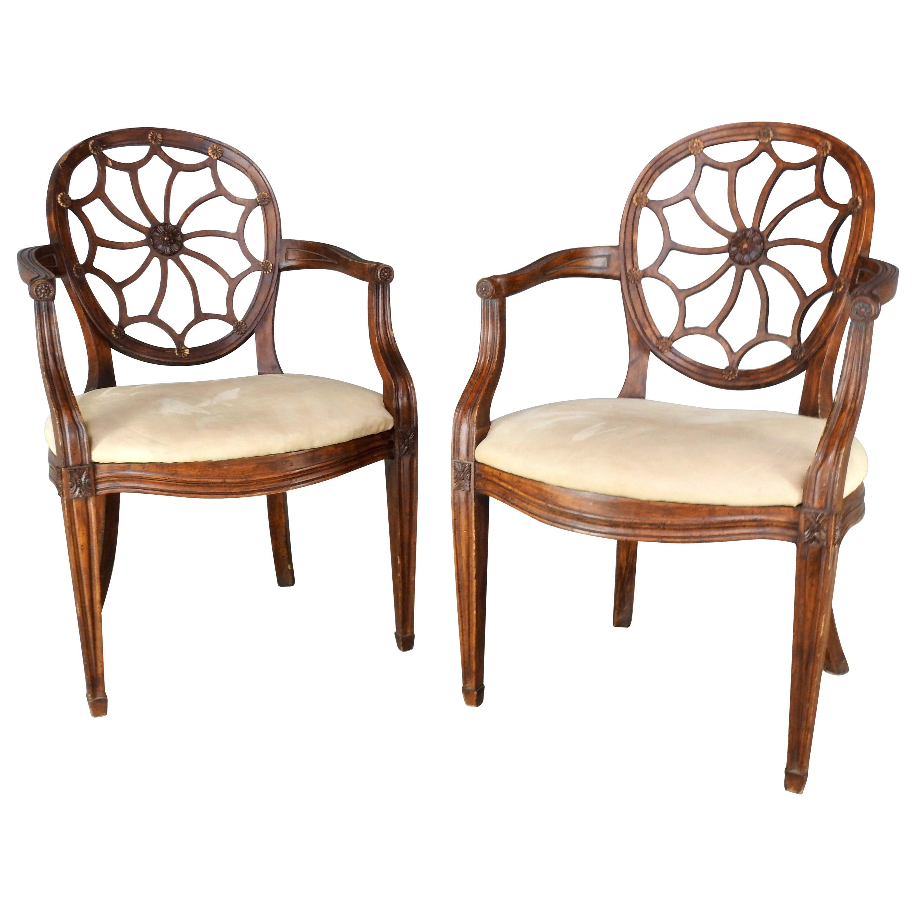 Pair Of Spider Back Hepplewhite Chairs 20th Century For Sale At