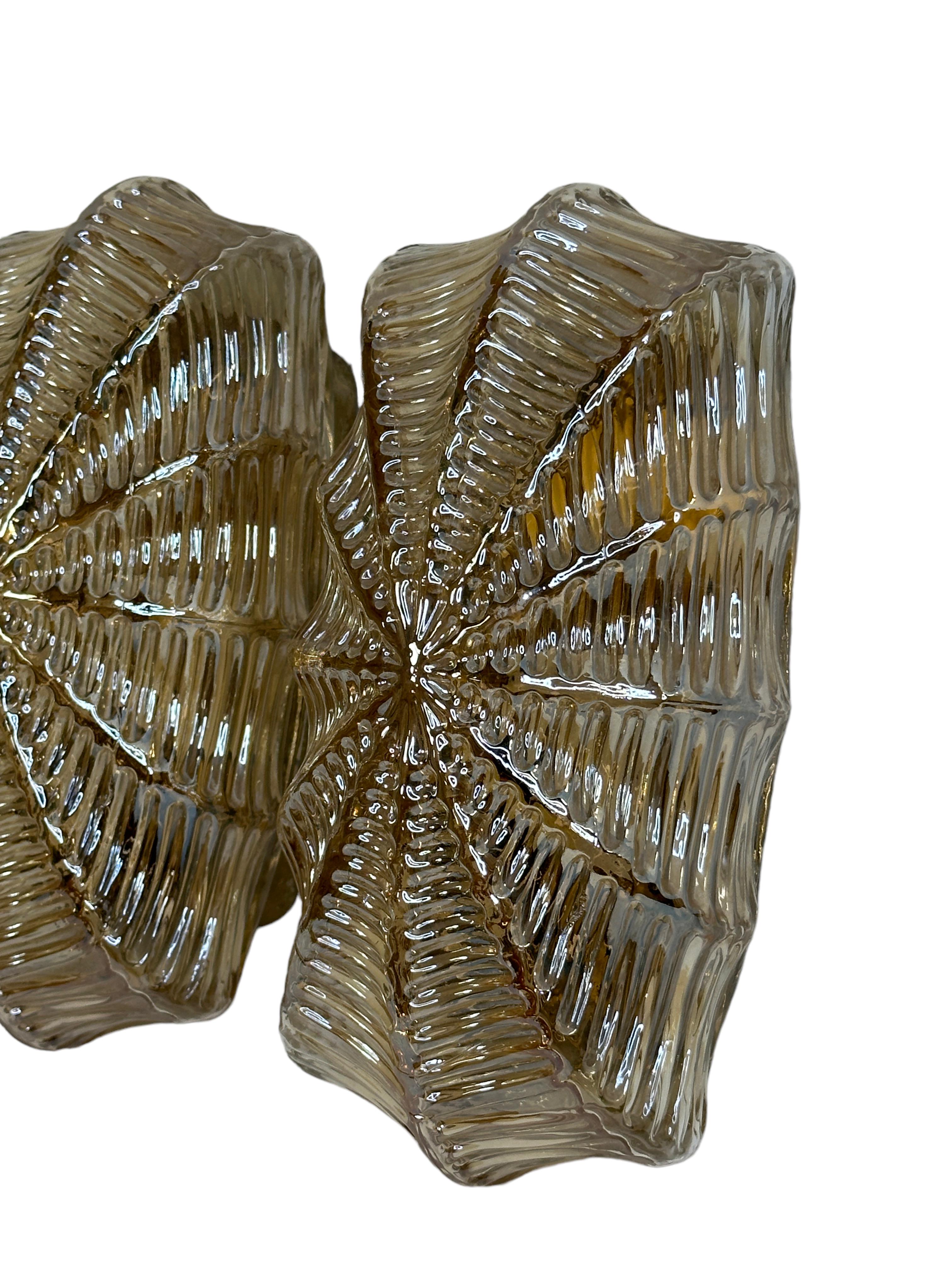 Pair of Spider Web Pattern Glass Sconce by Limburg, Germany, 1960s In Good Condition For Sale In Nuernberg, DE